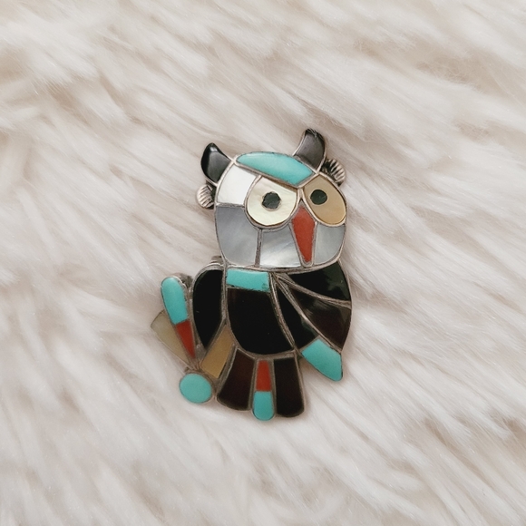 Vintage Zuni Owl Brooch Pin Combo - Picture 7 of 12